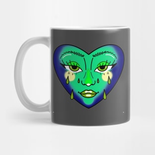 blue and green crying heart tattoo cute gift Mug